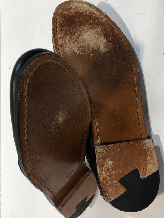 Men\'s Polo Ralph Lauren Black Leather Penny Beef-roll Slip-On Loafers Size 12D main image 4